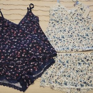 Floral Pajama Set in Navy and White